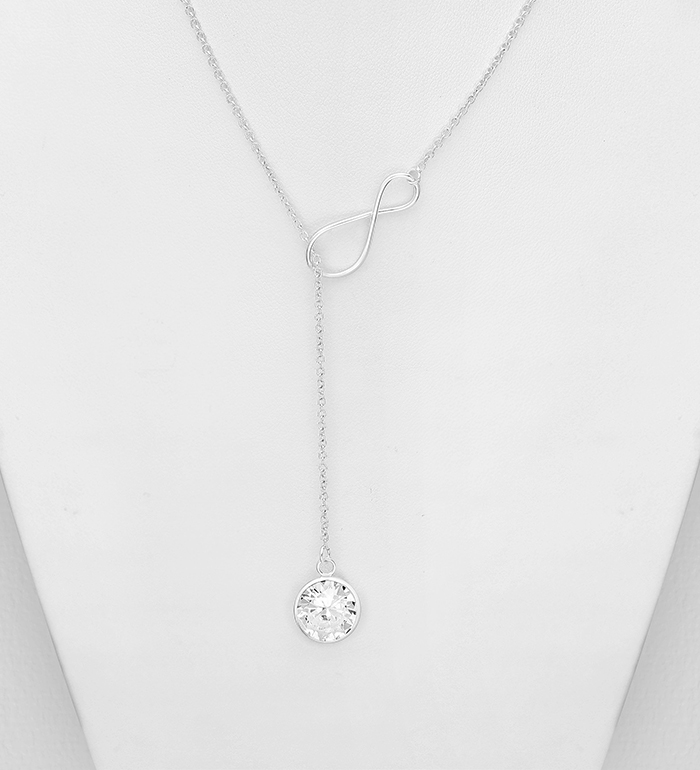 701-21563 - Wholesale 925 Sterling Silver Infinity Necklace Decorated with CZ Simulated Diamonds