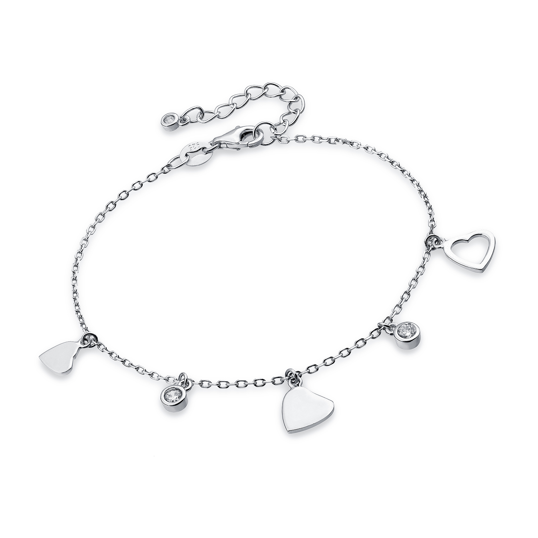 701-21685K - Wholesale 925 Sterling Silver Heart Bracelet Decorated With CZ