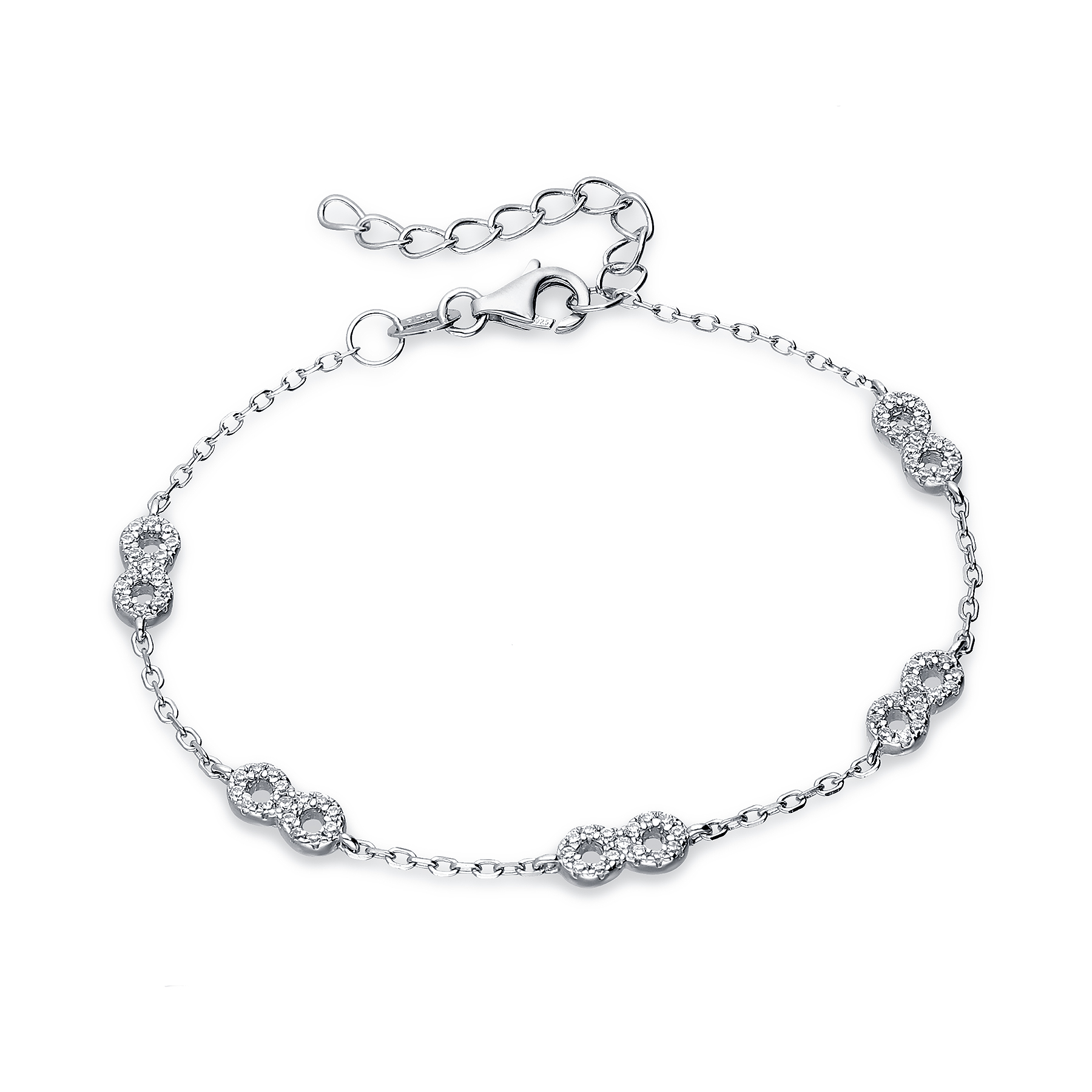 701-22684K - Wholesale 925 Sterling Silver Bracelet Featuing Infinity Decorated With CZ