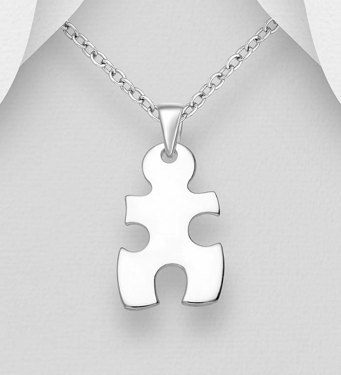 706-1041 - Wholesale 925 Sterling Silver Jigsaw Pendant