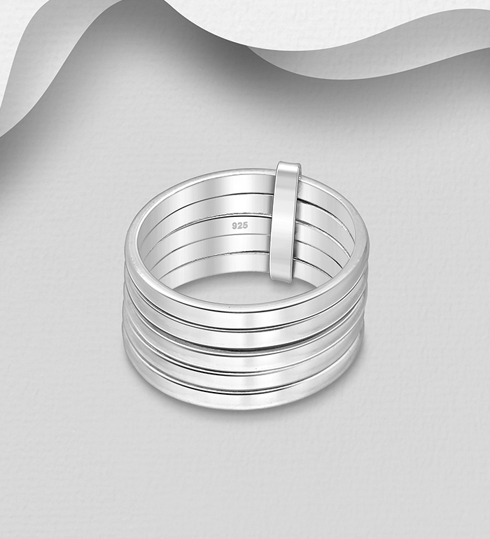 706-10471 - Wholesale Set of 5 Sterling Silver Bound Band Ring