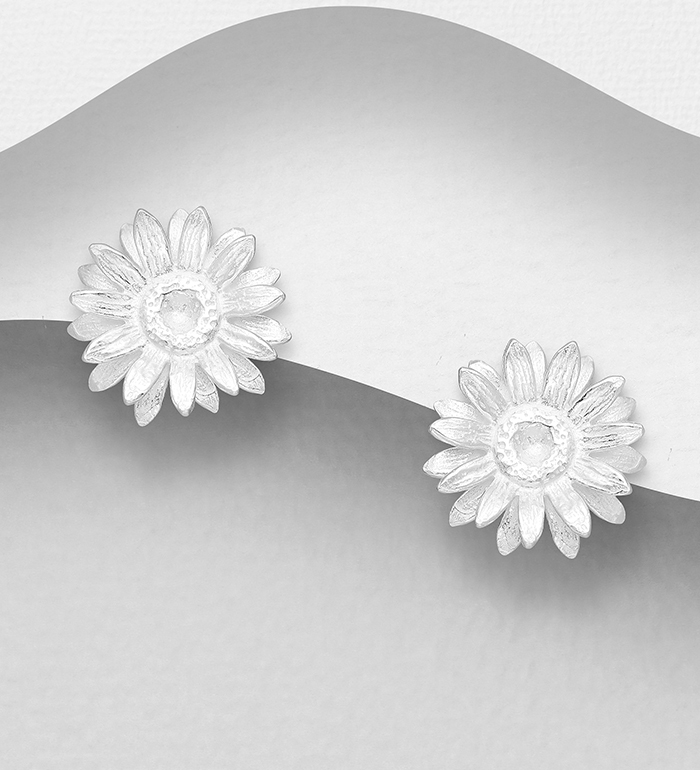 706-10524 - Wholesale 925 Sterling Silver Flower Push-Back Earrings