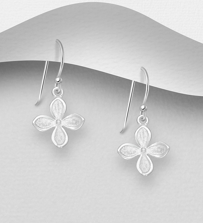 706-10614 - Wholesale 925 Sterling Silver Matte Flower Earrings