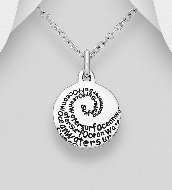 706-10803 - Wholesale 925 Sterling Silver Message Live in sunshine, Swim in the ocean, Breathe the fresh air Pendant