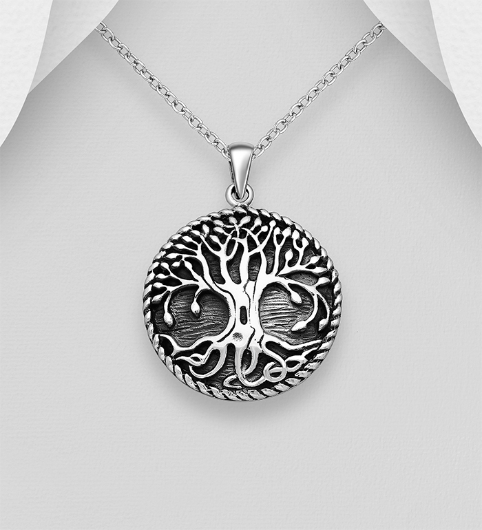 706-11071 - Wholesale 925 Sterling Silver Oxidized Tree Of Life Pendant