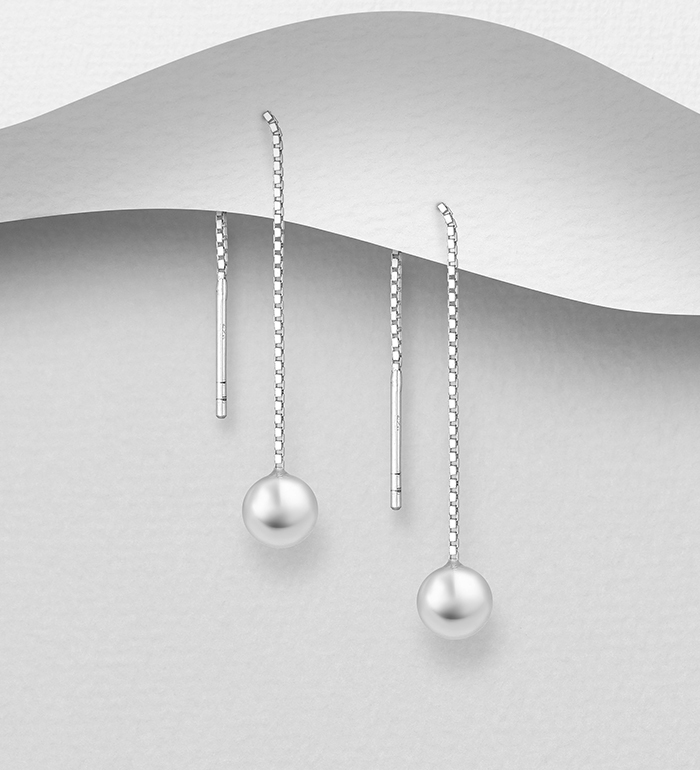 706-11366 - Wholesale 925 Sterling Silver Ball Thread Earrings