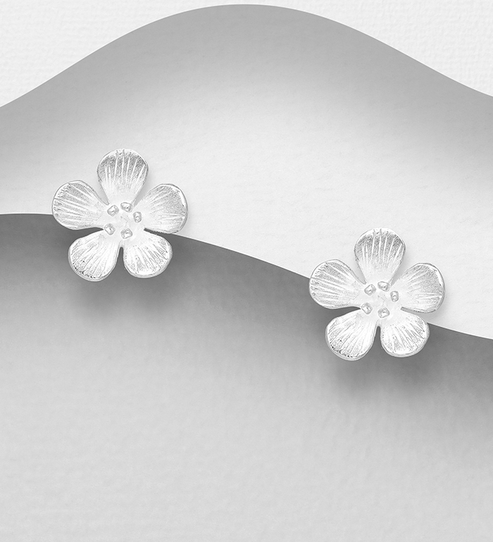 706-13058 - Wholesale 925 Sterling Silver Flower Push-Back Earrings
