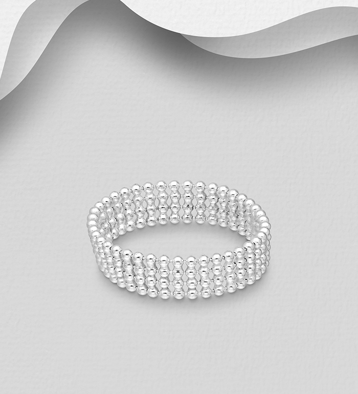 706-13195 - Wholesale 925 Sterling Silver Ball Band Ring, 5 mm Wide