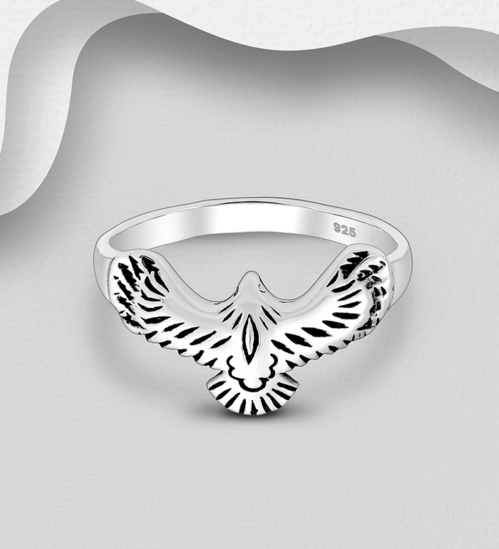 706-13372 - Wholesale 925 Sterling Silver Oxidized
Eagle Ring