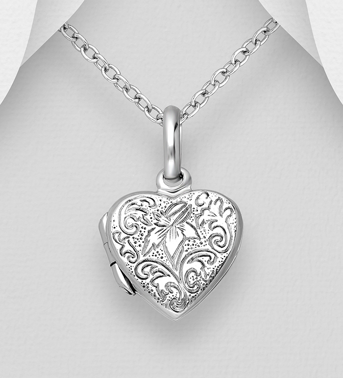 706-13424 - Wholesale 925 Sterling Silver Heart Locket Pendant