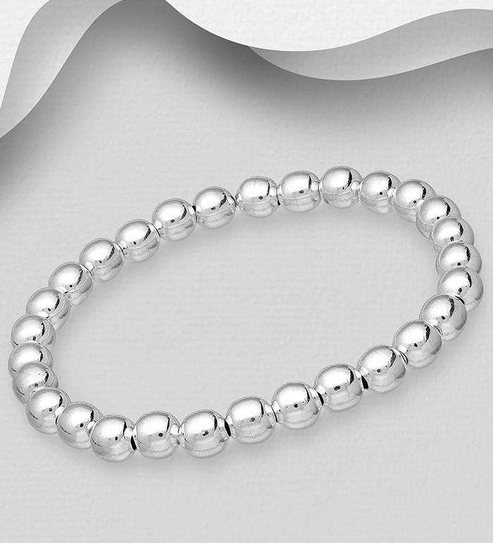 706-13713 - Wholesale 925 Sterling Silver Ball Stretch Bracelet