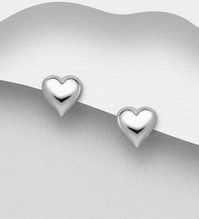 706-14220 - Wholesale 925 Sterling Silver Heart Push-Back Earrings