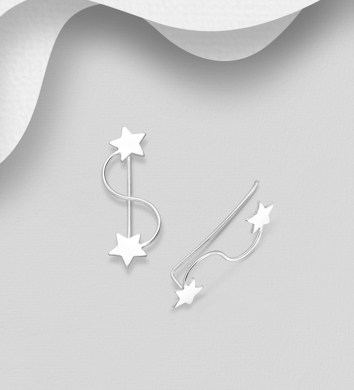 706-14650 - Wholesale 925 Sterling Silver Star Ear Pins