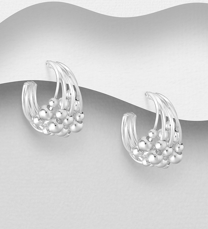 706-14724 - Wholesale 925 Sterling Silver Ball Push-Back Earrings