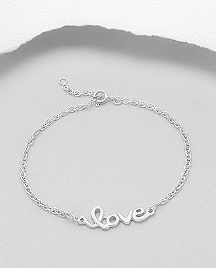 706-14879A - Wholesale 925 Sterling Silver Bracelet with Message love