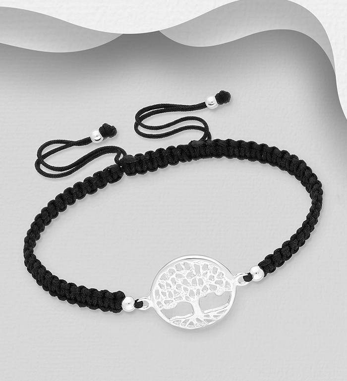 706-14947 - Wholesale 925 Sterling Silver Tree Of Life with Adjustable Thread Bracelet
