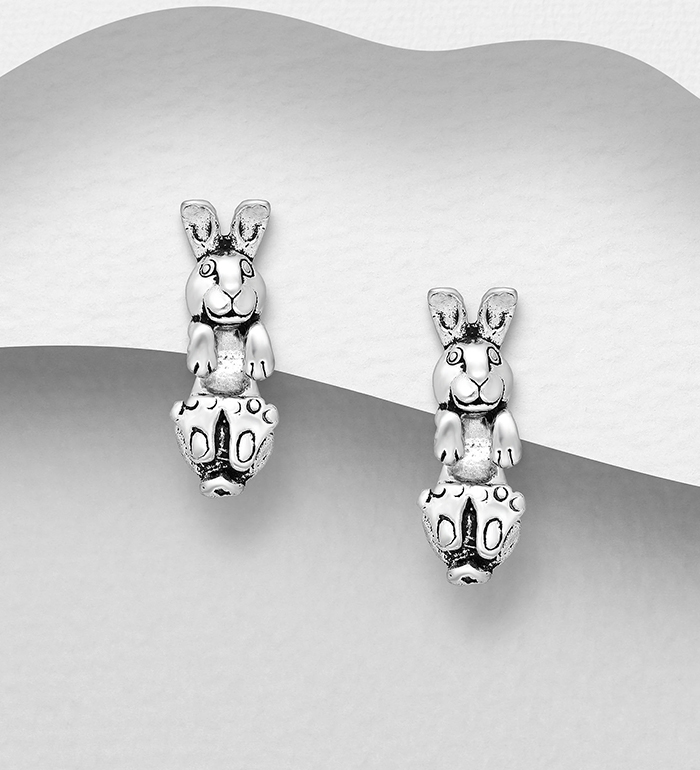 706-15230 - Wholesale 925 Sterling Silver Rabbit Jacket Earrings