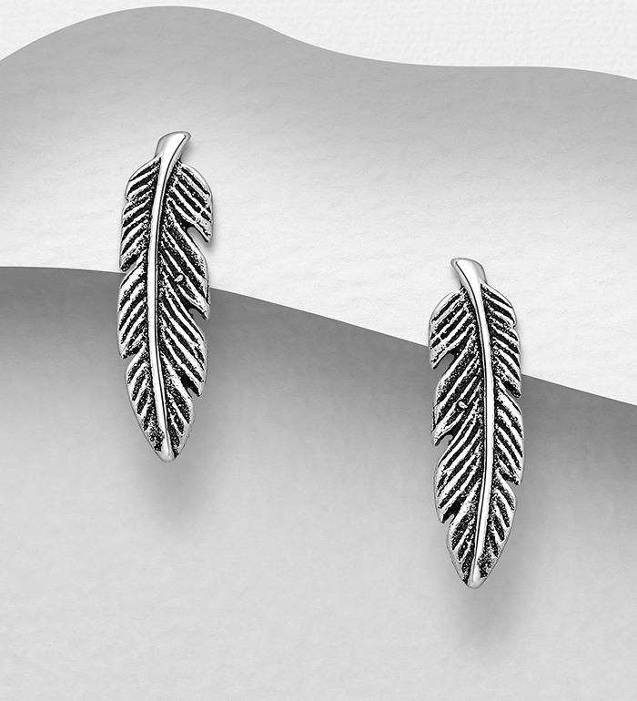 706-15376 - Wholesale 925 Sterling Silver Feather Earrings