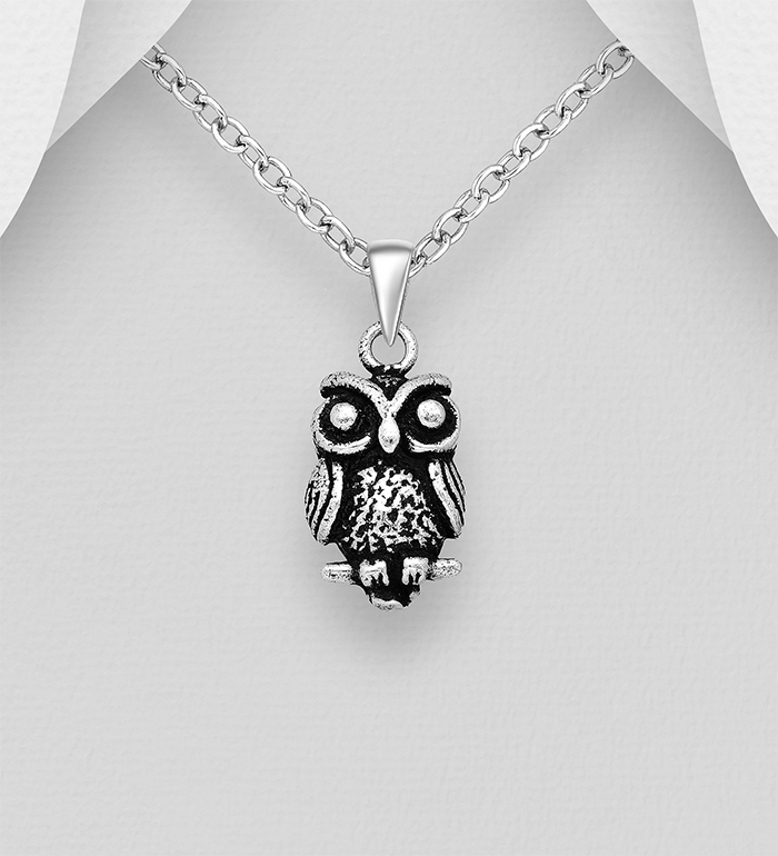 706-15514 - Wholesale 925 Sterling Silver Owl Pendant