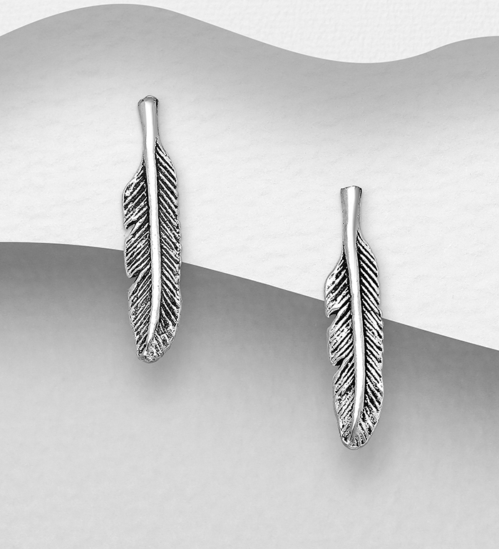 706-15943 - Wholesale 925 Sterling Silver Feather Earrings