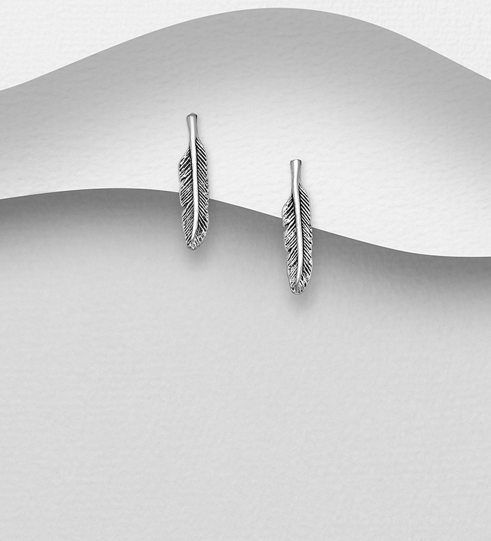 706-15943 - Wholesale 925 Sterling Silver Feather Earrings