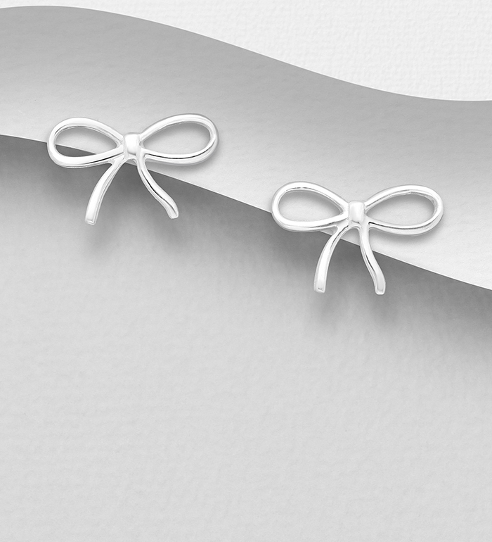 706-15985 - Wholesale 925 Sterling Silver Ribbon Push-Back Earrings