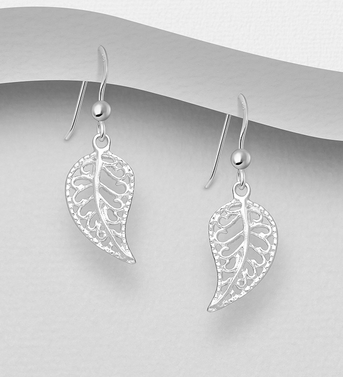 706-1604 - Wholesale 925 Sterling Silver Leaf Earrings