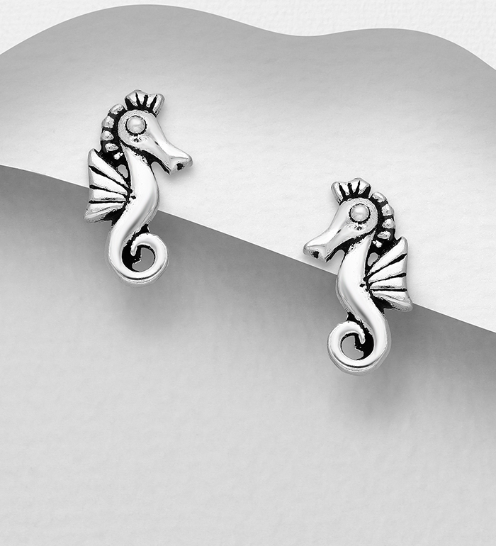 706-16208 - Wholesale 925 Sterling Silver Seahorse Earrings