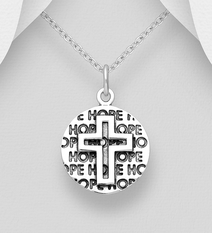 706-17352 - Wholesale 925 Sterling Silver Cross & HOPE Pendant
