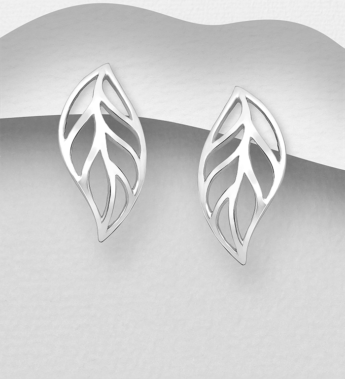 706-17356 - Wholesale 925 Sterling Silver Leaf Earrings