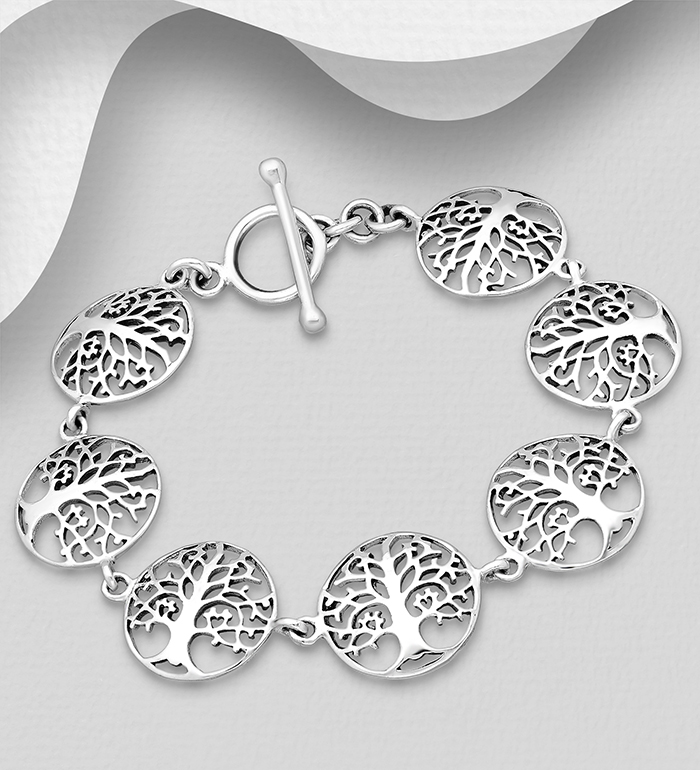 706-17481 - Wholesale 925 Sterling Silver Tree Of Life Bracelet