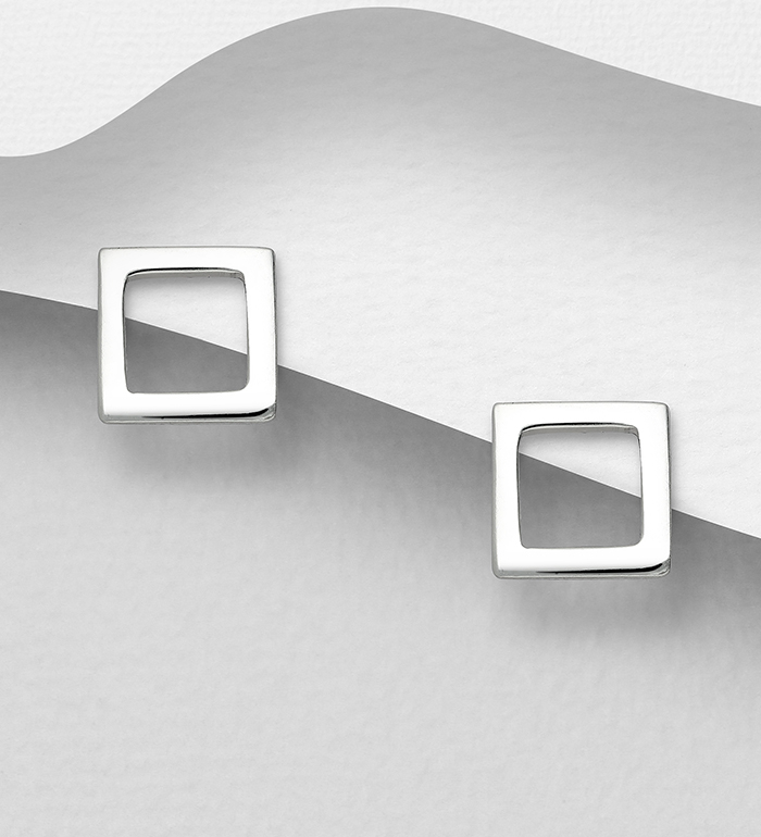706-17990 - Wholesale 925 Sterling Silver Square Push-Back Earrings