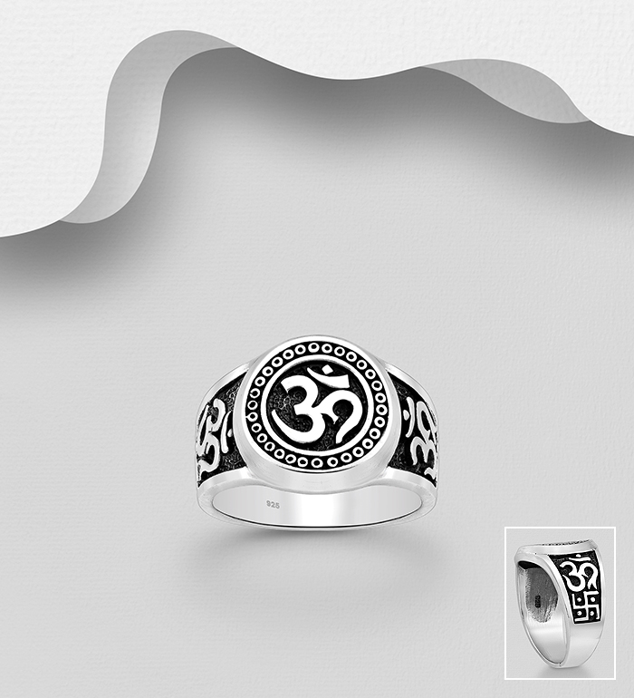 706-18004 - Wholesale 925 Sterling Silver Om Ring