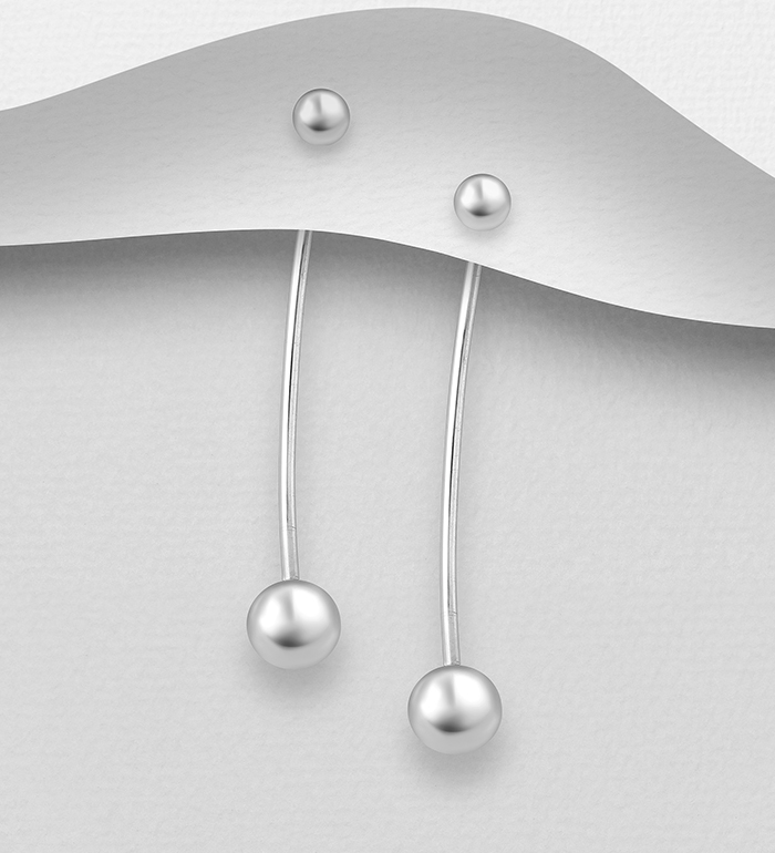 706-18201 - Wholesale 925 Sterling Silver Ball Push-Back Earrings