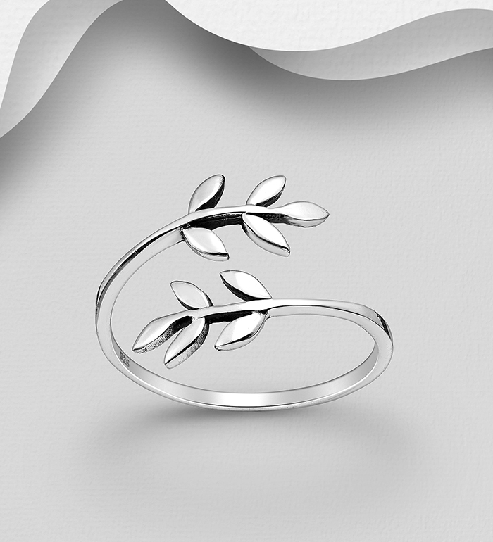 706-18231 - Wholesale 925 Sterling Silver Adjustable Leaf Ring