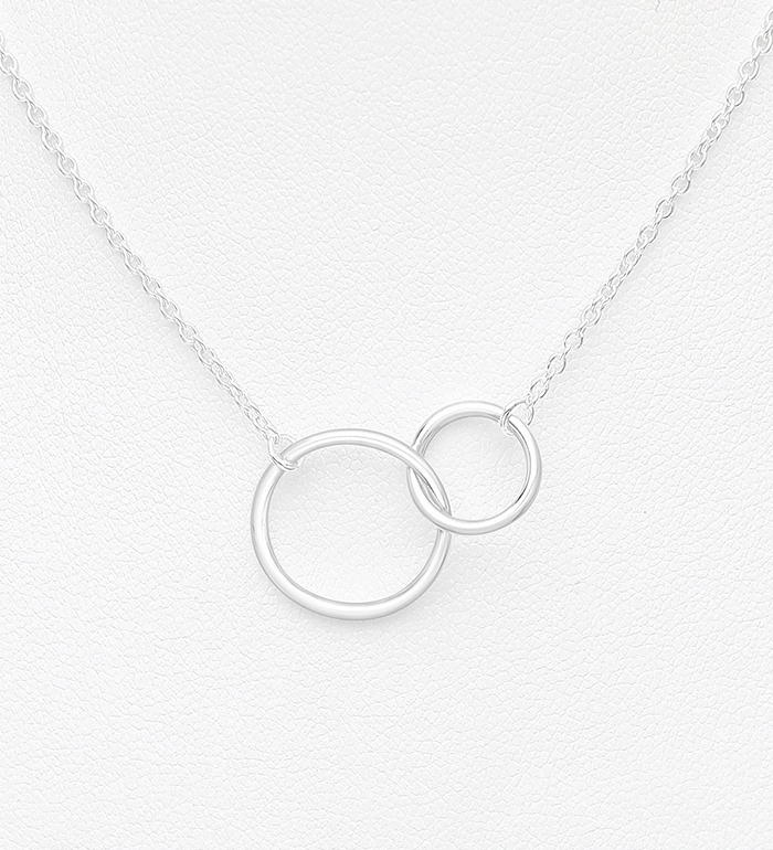 706-18536 - Wholesale 925 Sterling Silver Small and Large Circle Links Necklace