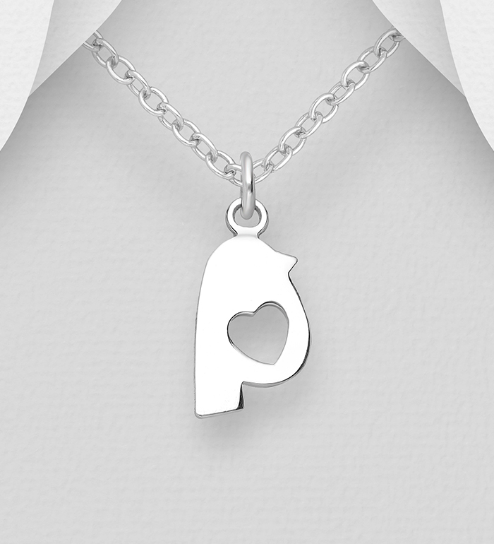 706-18613 - Wholesale 925 Sterling Silver Heart and Bird Pendant