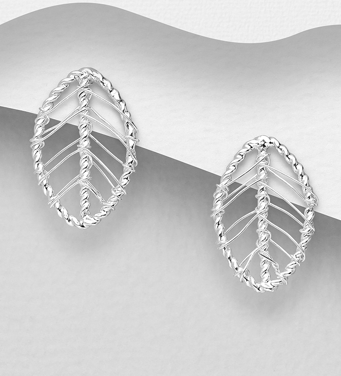 706-18707 - Wholesale 925 Sterling Silver Leaf Push-Back Earrings