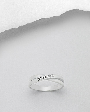 706-18901 - Wholesale 925 Sterling Silver Message Ring, with YOU & ME