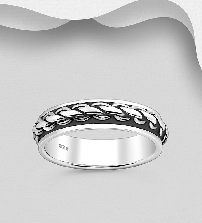 706-19151 - Wholesale 925 Sterling Silver Oxidized
Spin Ring