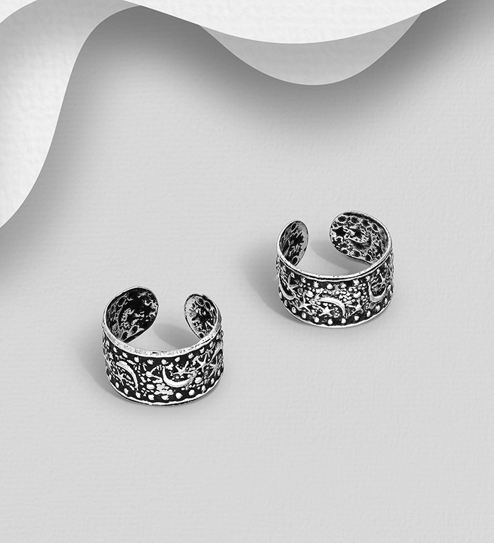 706-19429 - Wholesale 925 Sterling Silver Moon , Star Ear Cuffs