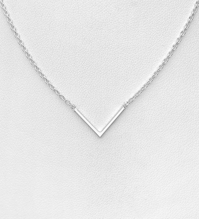 706-19499 - Wholesale 925 Sterling Silver Chevron Necklace