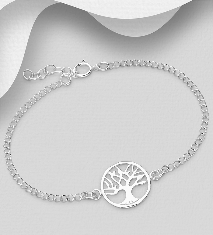 706-19959 - Wholesale 925 Sterling Silver Tree Of Life Chain Bracelet