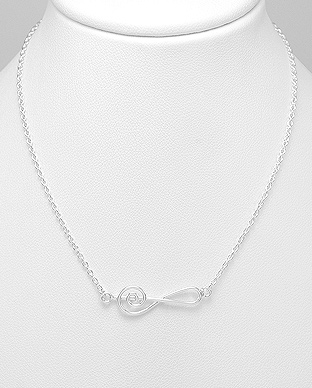 706-20022 - Wholesale 925 Sterling Silver Music Notes Necklace