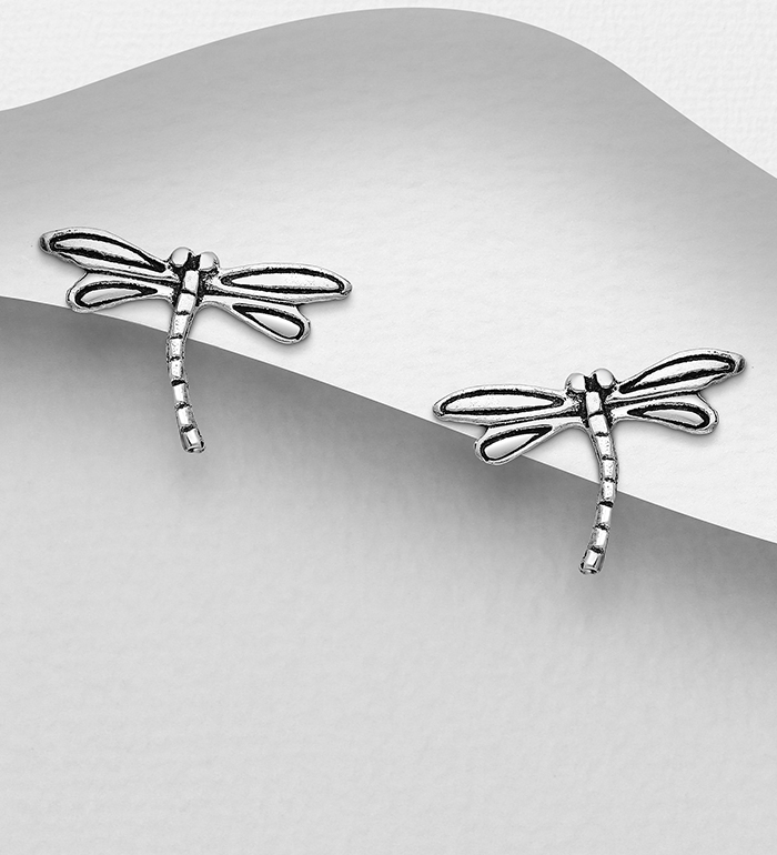 706-20053 - Wholesale 925 Sterling Silver Dragonfly Push-Back Earrings