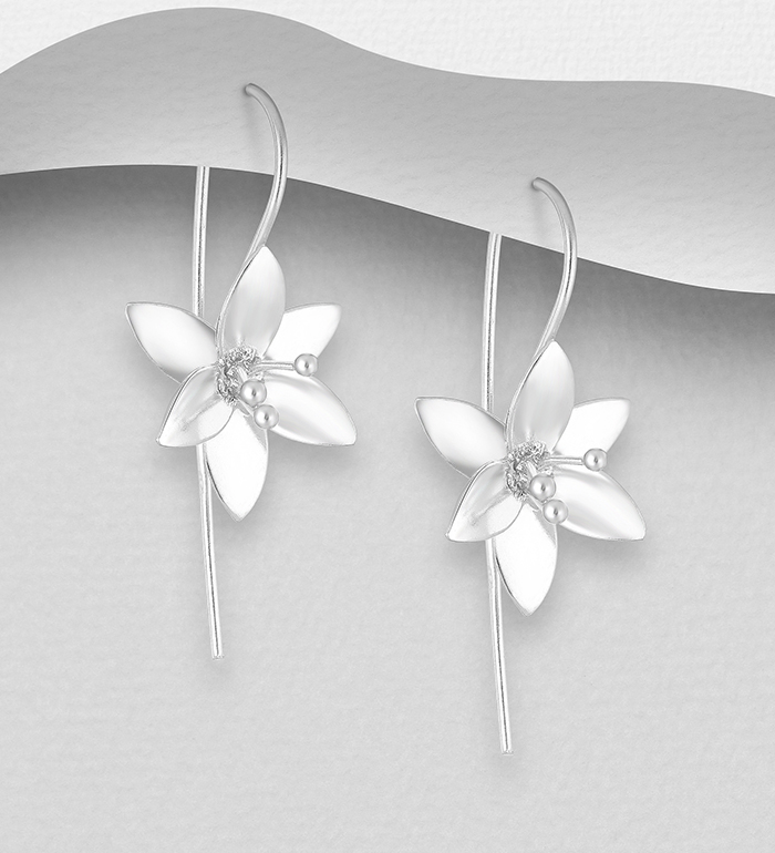 706-20152 - Wholesale 925 Sterling Silver Handmade Flower Hook Earrings
