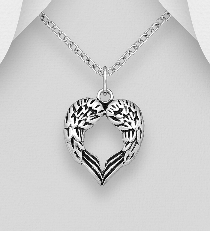 706-20386 - Wholesale 925 Sterling Silver Oxidized Wings Pendant