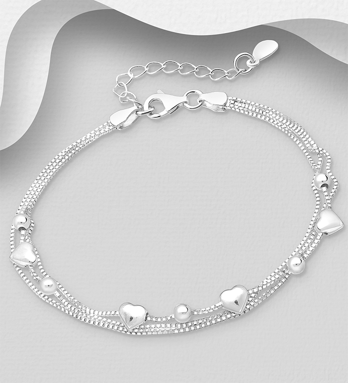 706-20434 - Wholesale 925 Sterling Silver Heart Bracelet