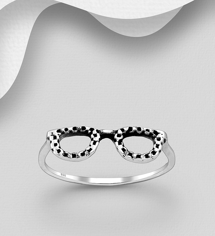 706-20685 - Wholesale 925 Sterling Silver Oxidized Glasses Ring
