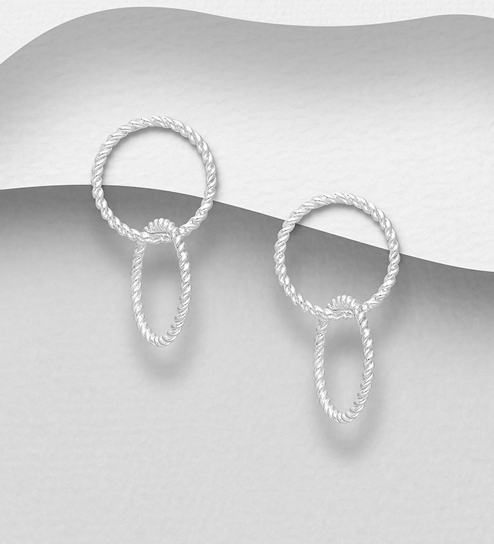 706-20754 - Wholesale 925 Sterling Silver Circle Links Push-Back Earrings